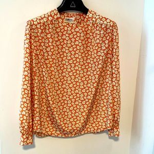 Ports 1961 Vintage Peachy Long Sleeve Floral Print Button Back Blouse 12